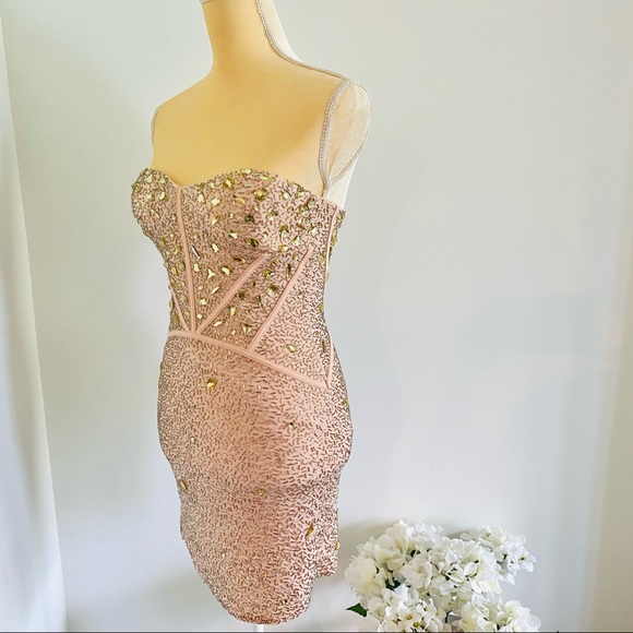 💕Crystal Embellished Strapless Dress SZ S/XS - Picture 5 of 15